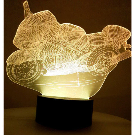 Lampa de Veghe cu Telecomanda si Baterii/USB 3D Model Motocicleta Multicolor