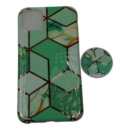 Husa protectie pentru Apple iPhone 11Pro Soft IMD TPU Marble Geometric Verde Suport inclus