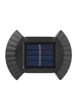 Aplica solaraLED bidirectionala pentru perete Flippy, in forma de funda, 8 LED-uri, material ABS si PC, lumina puternica, IP65, 10 x 7.5 cm, baterie 1.2 V, 300 mAh, autonomie 8-10 ore, alb cald