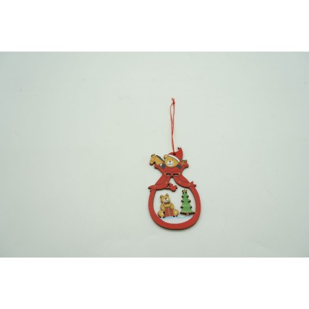 Ornament de brad ursuleti, Flippy, multicolor, lemn, 10 cm