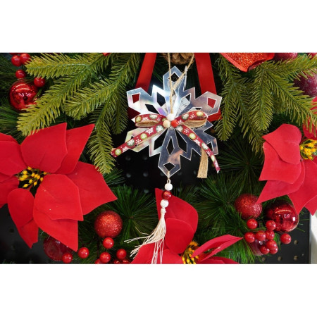 Ornament brad, Flippy, Fulg de nea, Argintiu, Lucios, 14*26CM, Acril, Interior/ Exterior