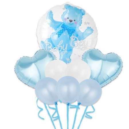 Set 8 Baloane folie si latex Baby Boy,  60 cm