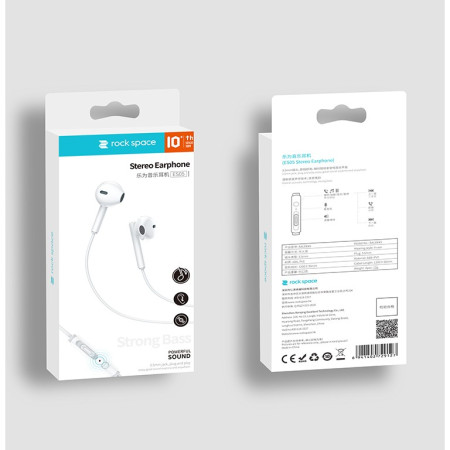 Casti Audio Stereo In-Ear, cu Microfon si cu Port Jack 3,5 mm, 1m,telecomanda pentru apeluri/volum,  Flippy Rock ES05 Blister, Alb