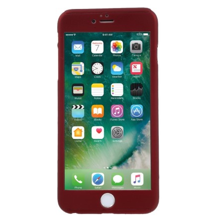 Husa Apple iPhone 8 Plus Full Cover 360 Rosu + Folie de protectie