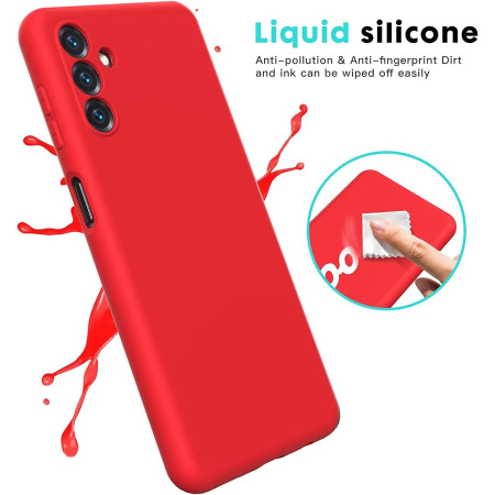 Husa de Protectie, Flippy, pentru Samsung Galaxy S23 FE, Liquid Silicone, cu Microfibra pe Interior, Protectie Antisoc, Compatibil Incarcare Wireless, Rosu