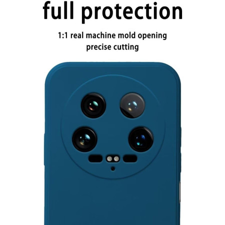 Husa de Protectie, Flippy, pentru Xiaomi 14 Ultra, Liquid Silicone, cu Microfibra pe Interior, Protectie Antisoc, Compatibil Incarcare Wireless, Albastru