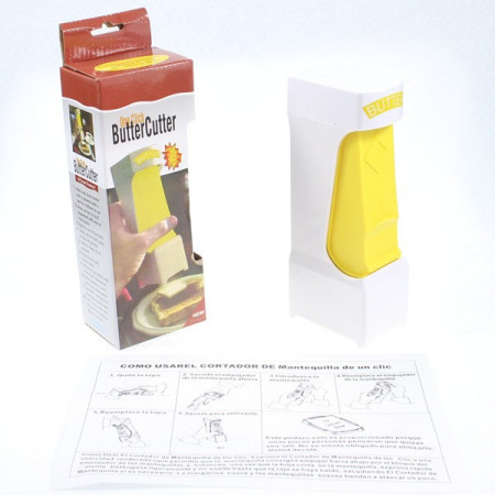 Feliator manual de unt Flippy, material plastic, design usor si practic, 20x6x8.5 cm, Butter Cutter, alb