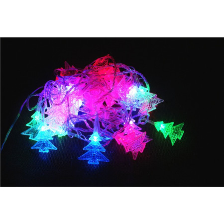 Ghirlanda luminoasa cu bec in forma de brazi, 4 metri, 30 LED-uri, forme din plastic, fir transparent, multicolora