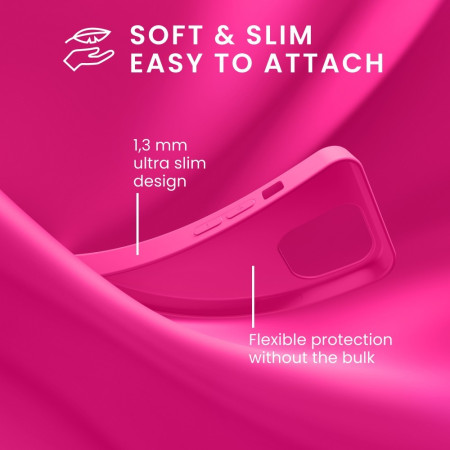 Husa pentru Apple iPhone 14 Pro Flippy, Liquid Silicone, cu Microfibra pe interior, Protectie Antisoc, Roz-Fuchsia