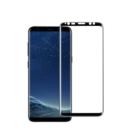 Folie Sticla Curbata Flippy compatibila cu  Samsung Galaxy S8, cu lipici pe conturul negru, Full Face V2 Negru