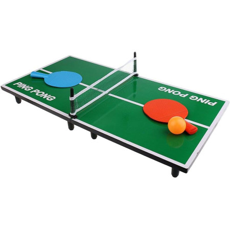 Mini Masa de Ping Pong Flippy, pentru interior, Material Lemn, 60 x 10 x 30 cm, 2 mingi, portabila, verde