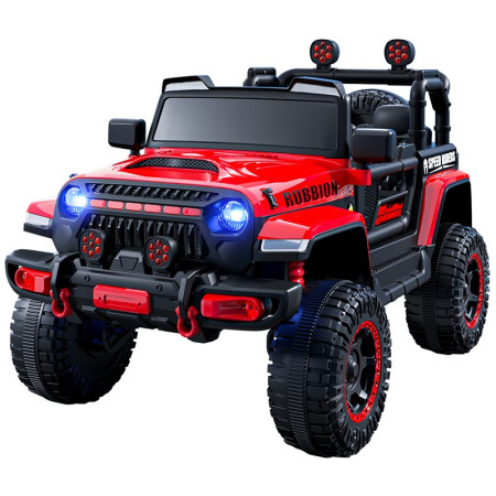 Mașină Electrică pentru Copii, Flippy, Off-Road, Conectare Bluetooth, telecomandă, Tracțiune Integrală, Lumina Intermitenta, Baterie 12V 7Ah, 120x63x68cm, Rosu