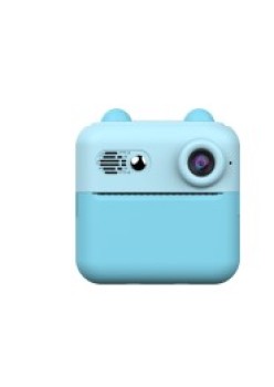 Camera Instantanee pentru Copii, Flippy, cu Functie de Printare, cablu USB-C, Bluetooth, compatibil iOS/Android, Imprimare APP, Model Iepuras, Albastru