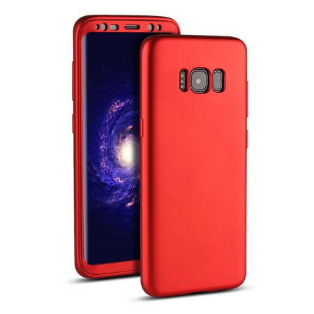 Husa Samsung Galaxy S8 Full Silicone 360 Rosu + Folie de protectie