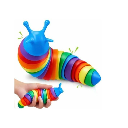 Jucarie senzoriala pentru copii, Flippy, melc, cu articulatii si lumini, 19 cm, multicolor