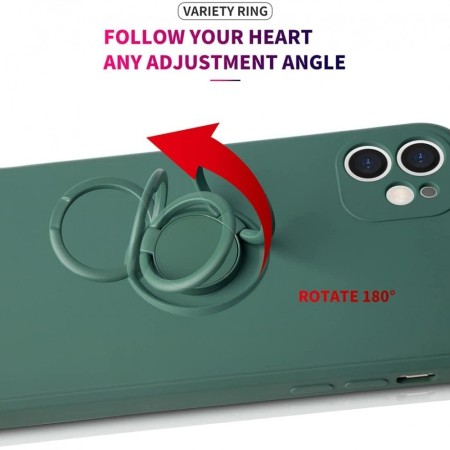 Husa protectie Flippy compatibila cu Samsung A32 5G Liquid Silicone Ring cu suport rotativ Verde