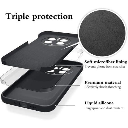 Husa de Protectie, Flippy, pentru Huawei Mate 50 Pro, Liquid Silicone, cu Microfibra pe Interior, Protectie Antisoc, Compatibil Incarcare Wireless, Negru