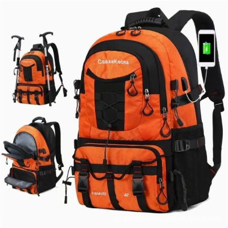 Rucsac Multifunctional de Alpinism, drumetie, sport, Capacitate 36-55 L, impermeabil, panza Oxford, Portocaliu