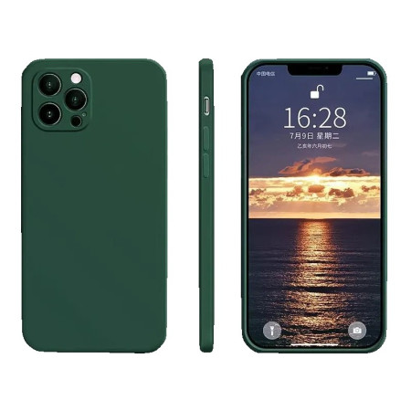 Husa pentru Apple iPhone 14 Pro Max Flippy, Liquid Silicone, cu Microfibra pe interior, Protectie Antisoc, Dark Green, Verde inchis