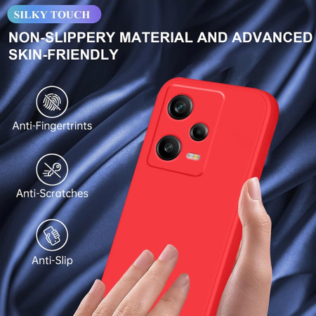 Husa de Protectie, Flippy, pentru Xiaomi Redmi Note 12 Pro 5G, Liquid Silicone, cu Microfibra pe Interior, Protectie Antisoc, Compatibil Incarcare Wireless, Rosu