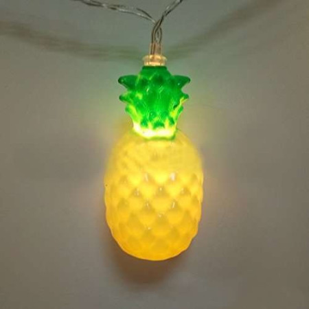 Instalatie de Craciun, Flippy®, Tip Sir cu Baterii, 1.5 m, 10 LED-uri, Model Ananas, Galben