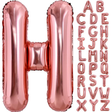 Balon Folie Metalizata Litera H, Flippy, 100 cm, Umflati cu Heliu sau Aer, Ambalaj Individual, Pai inclus, Rose Gold