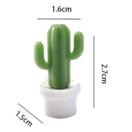 Set 6 Magneti de Frigider, Flippy, Model Cactusi in Ghiveci, din ABS si Magnet, Verde/Alb