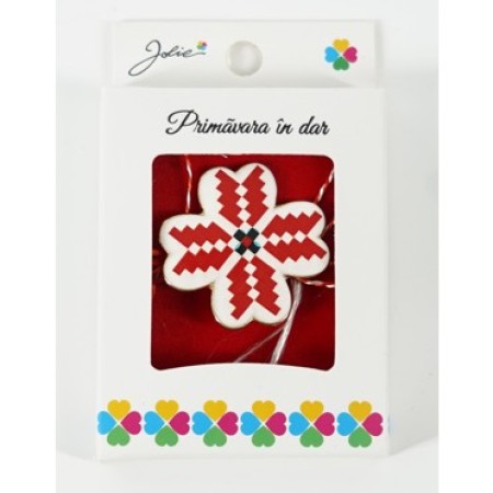 Martisor Brosa Mica in Cutie, Dimensiune Brosa 2.5-3 cm, Material Metal, Model Trifoi Traditional 2