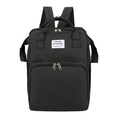 Rucsac Multifunctional pentru Mamici, Flippy, cu Patut Pliabil si Baza de Schimbat, Rezistent la Apa, Capacitate Mare, Usor, Compartimente Multiple, Buzunar Termic pentru Lapte, 42 x 32 x 22 cm, Negru