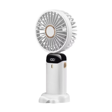 Ventilator Ultra Portabil cu Aromaterapie, Flippy, 3 in 1, de Mana, de Birou, de Gat, 5 Trepte de Viteza, Incarcare USB, Autonomie 12h, Pliabil, cu Ecran LCD, Alb