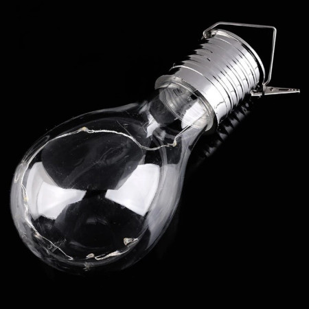 Lampa Solara LED Decorativa sub forma de Bulb, pentru exterior, suspendata, IP65, Ultron Transparent, lumina rece, Flippy