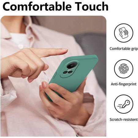 Husa de Protectie, Flippy, pentru Oppo Reno 10 5G, Liquid Silicone, cu Microfibra pe Interior, Protectie Antisoc, Compatibil Incarcare Wireless, Verde