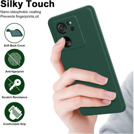 Husa de Protectie, Flippy, pentru Xiaomi Redmi 13T, Liquid Silicone, cu Microfibra pe Interior, Protectie Antisoc, Compatibil Incarcare Wireless, Verde