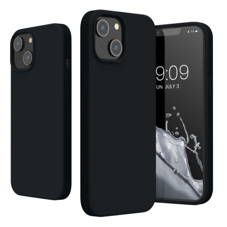 Husa pentru Apple iPhone 14 Plus Flippy, Liquid Silicone, cu Microfibra pe interior, Protectie Antisoc, Negru