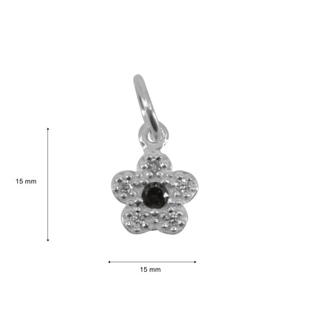 Pandantiv din Argint 925, Jolie Silver, Model Floare Cu Pietre, 0.9 g, 1 x 1 cm, Alb