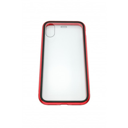 Husa de protectie Magnetic 360, Folie sticla inclusa, pentru Apple iPhone X, Rosu