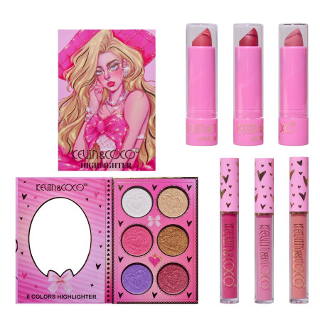 Set 8 Produse de Machiaj, KEVIN & COCO, Butterfly Dream Girl, 49 de culori, 24.7 x 19.7 x 2.7 cm