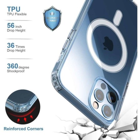 Husa protectie Flippy pentru iPhone 12 Pro Mag Safe, 2 in 1 incarcare si magnet, Silicone, Transparenta