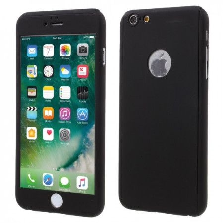 Husa Apple iPhone 6 Plus/6S Plus Full Cover 360 Negru + Folie de protectie