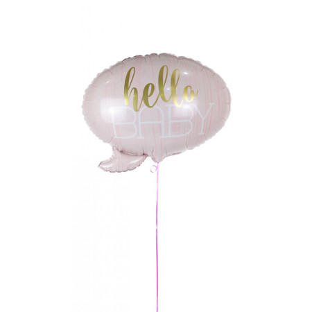 Balon din Folie Metalizata, Flippy, Figurina Norisor, Tema Hello Baby , 59x50 cm, Ambalaj Individual, Pai Inclus, Umflare cu Aer sau Heliu, Roz