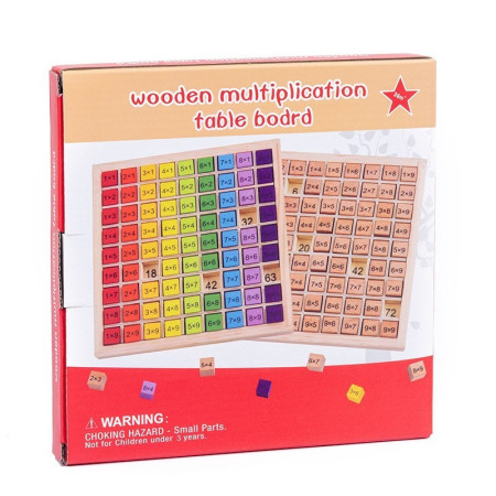 Joc Montessori din Lemn, Flippy, Tabla Inmultirii, Blocuri, Tabel de Multiplicare pana la 9x9, Multicolor, 18x18x1.5 cm