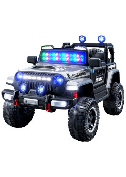 Mașină Electrică pentru Copii, Flippy, Off-Road, Conectare Bluetooth, telecomandă, Tracțiune Integrală, Lumina Intermitenta, Baterie 12V 7Ah, 120x63x68cm, Alb