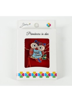 Martisor Brosa Mica in Cutie, Dimensiune Brosa 2.5-3 cm, Material Metal, Model Bufnita 