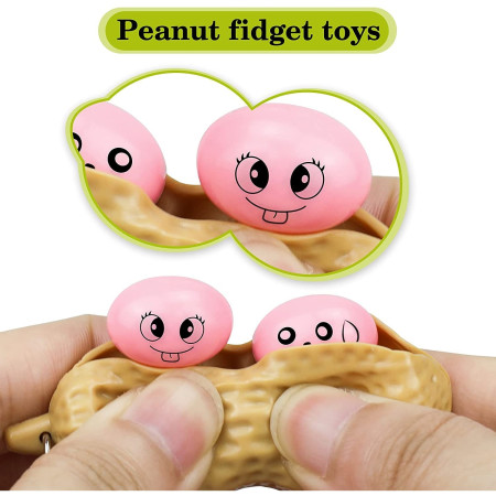 Jucarie breloc aluna antistres, Peanut Fidget Toy, Crem