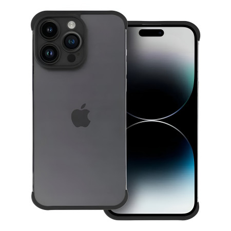 Husa TPU Edgeless Compatibila cu iPhone 15 Pro, Flippy, Protectie pentru Colturi si Camera, Aliaj, Antisoc, Antizgariere, Negru Mat