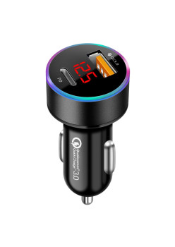 Incarcator Auto 2 in 1, Flippy, Port USB Fast Charge QC3.0 si Type C, PD 20W, Negru