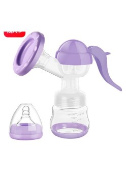 Pompa de San Manuala Multifunctionala, Flippy, Portabila, cu Tetina pentru Biberon, Anti-Scurgere, Anti-Reflux, 17x18 cm, 150 mL, Silicon, Recipient Transparent, Mov