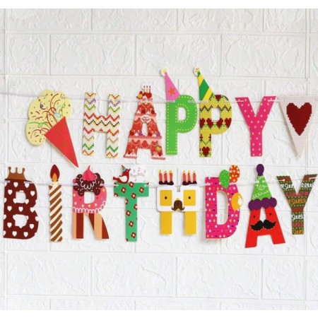 Banner Happy Birthday 100x200 cm, Flippy, Rola de Ata Inclusa, Tematica Candy, Multicolor