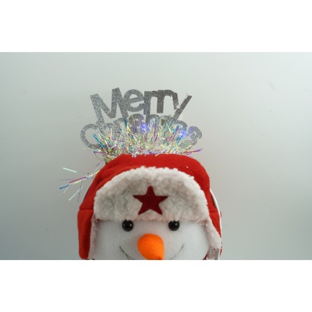 Bentita/cerc Mery Cristmas, culoare gri metalic cu beteala, marime standard, Flippy