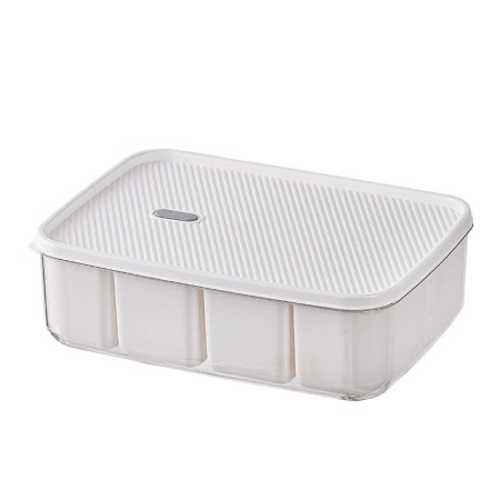 Cutie pentru Depozitare Alimente, Flippy, 8 Compartimente cu Capac, Material PET+PP, 29 x 20 x 9 cm, Alb/Transparent